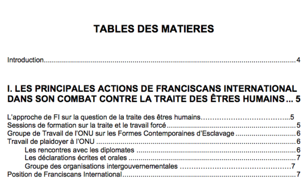 Manuel sur la traite des êtres humains — Franciscans International