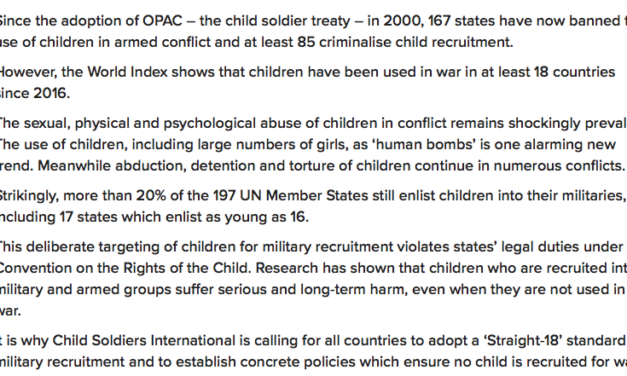 CHILD SOLDIERS INTERNATIONAL — Child Soldiers World Index reveals shocking scale of child recruitment around the world