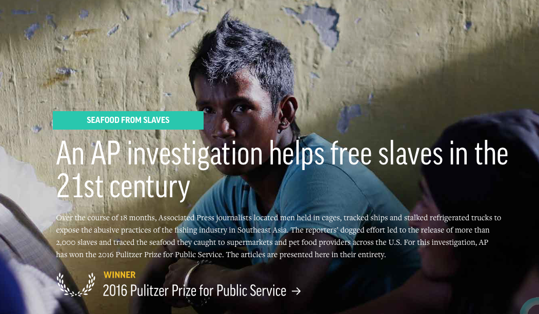 AP — Free Slaves Investigations won 2016 Pulitzer Price for Public Service