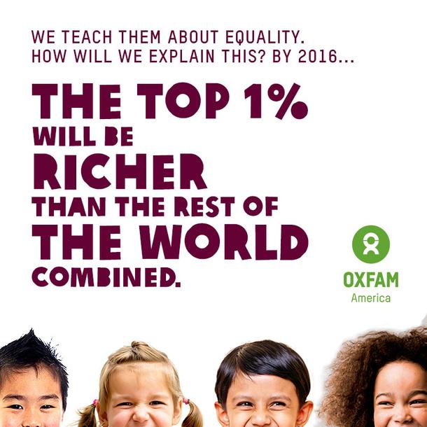 OXFAM — INEGALITY / Richest 1 percent bagged 82 percent of wealth created last year — poorest half of humanity got nothing — Les 1 % les plus riches empochent 82 % des richesses  — El 1% más rico de la población mundial acaparó el 82% de la riqueza