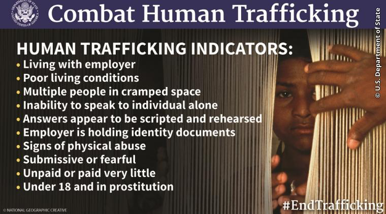 U.S. Department of State — What to Do If You Encounter a Potential Instance of Human Trafficking?