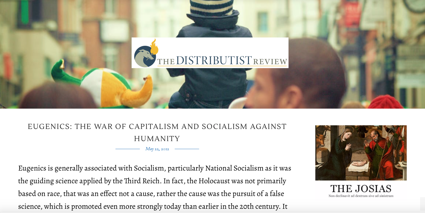 The Distributist Review Eugenics The War Of Capitalism