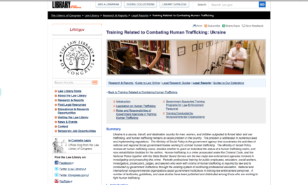 LIBRARY OF CONGRESS / Training Related to Combating Human Trafficking: Ukraine