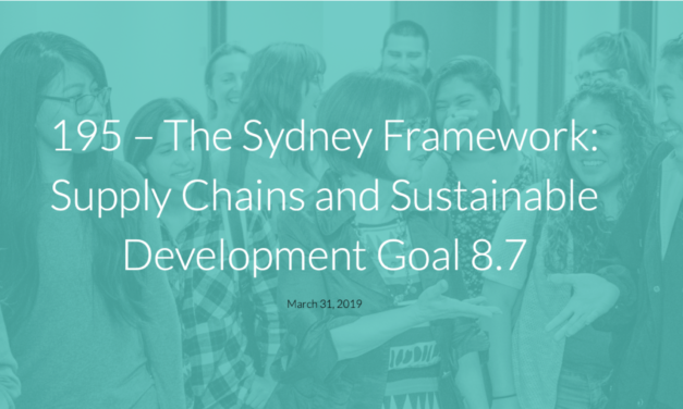 ENDING HUMAN TRAFFICKING — The Sydney Framework: Supply Chains and Sustainable Development Goal 8.7