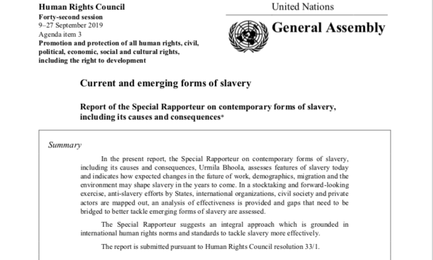 Current and emerging forms of slavery Report of the Special Rapporteur — UN GENEVA — Human Rights Council 9–27 September 2019