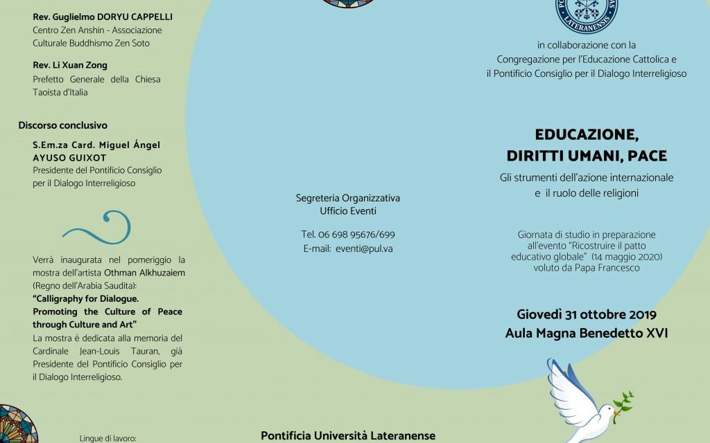 Pontificia Università Lateranense 31 ottobre 2019 — Evento “Educazione, Diritti Umani, Pace”