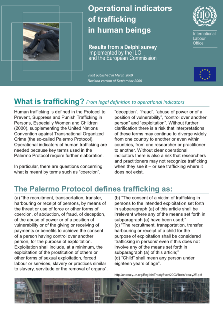 ILO Operational indicators of trafficking in human beings Journal