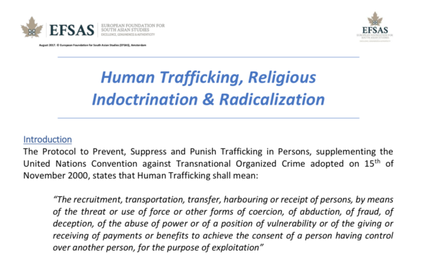 EFSAS: Human Trafficking, Religious Indoctrination & Radicalization