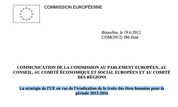 La stratégie de l’UE en vue de l’éradication de la traite des êtres humains pour la période 2012–2016