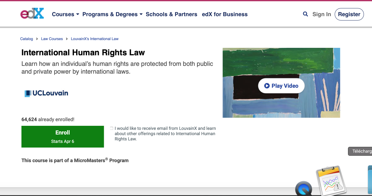 UNIVERSITY OF LOUVAIN – International Human Rights Law ONLINE COURSE