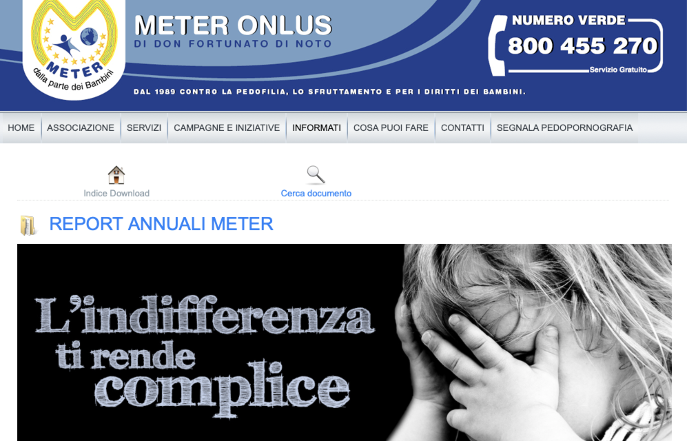 Report Meter 2020. La pedofilia, nuova forma di schiavitù per il traffico di minori