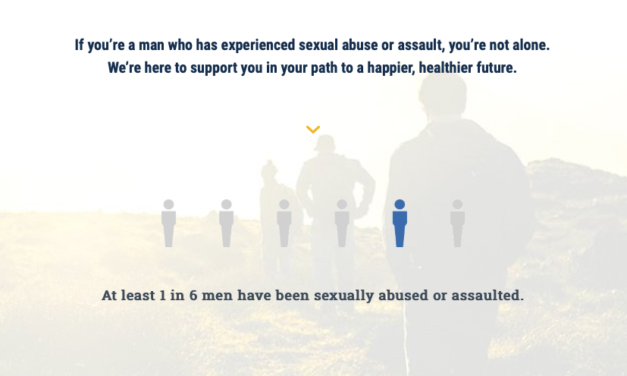 1IN6: At least 1 in 6 men have been sexually abused or assaulted — If you’re a man who has experienced sexual abuse or assault, you’re not alone. We’re here to support you in your path to a happier, healthier future