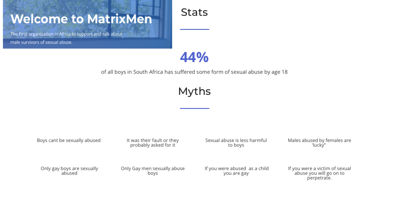 Welcome to MatrixMen: The First organisation in Africa to support and talk about male survivors of sexual abuse