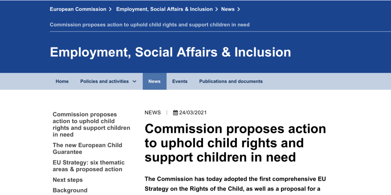 EUROPEAN COMISSION — Commission proposes action to uphold child rights and support children in need