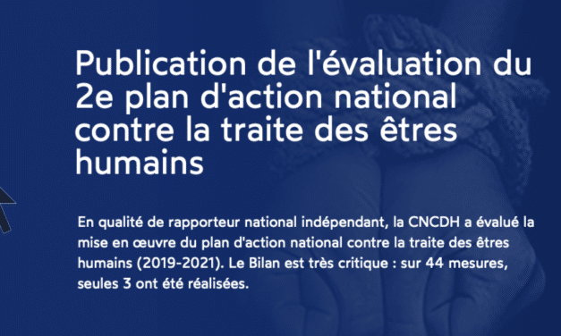 CNDCH — Publication de l’évaluation du 2e plan d’action national contre la traite des êtres humains