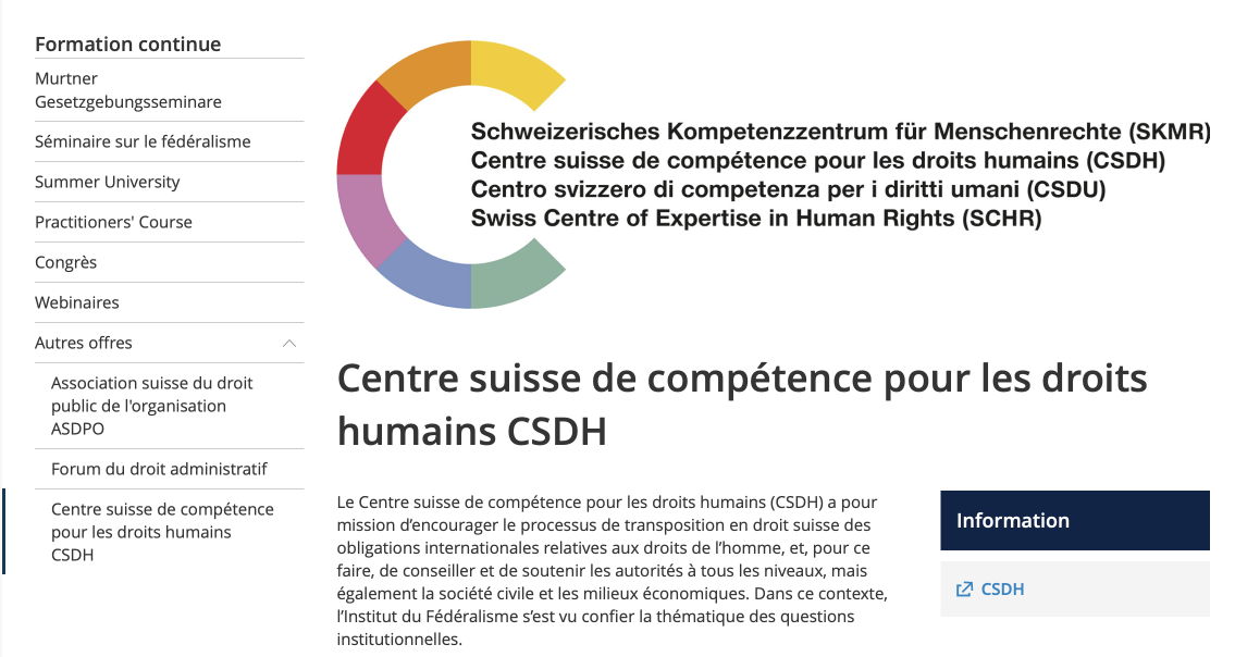 Centre suisse de compétence pour les droits humains (CSDH) —  Exploitation des mineurs dans le contexte de la traite des êtres humains en Suisse