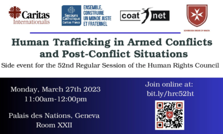 Side-Event on Human Trafficking in Armed Conflicts and Post-Conflict Situations — Palais des Nations, March 27th / Follow this event live on UN TV