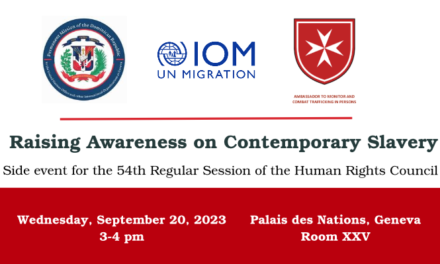 Side-event on “Raising Awareness on Contemporary Slavery” on 20 September from 3 to 4 p.m. in Room XXV at the Palais des Nations in Geneva