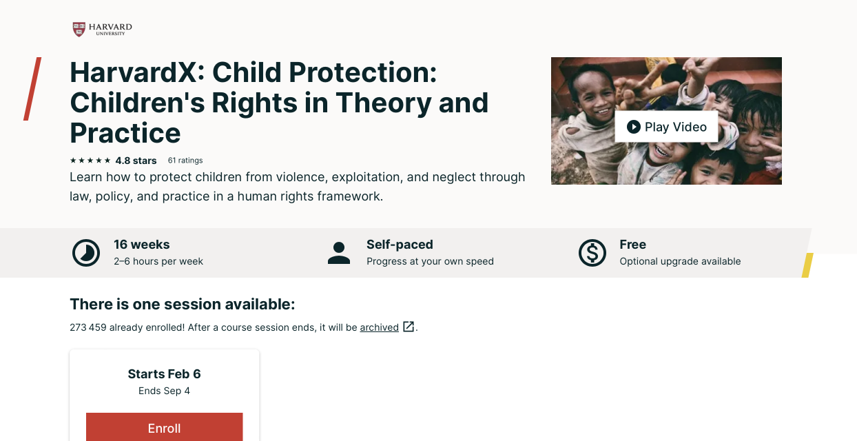 HarvardX: Child Protection — Children’s Rights in Theory and Practice Online Course