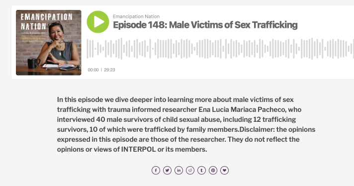 UNIVERSITY OF TOLEDO — Dr. Celia Williamson’s training podcasts — Episode 148: Male Victims of Sex Trafficking with Ena Lucia Mari­a­ca Pacheco
