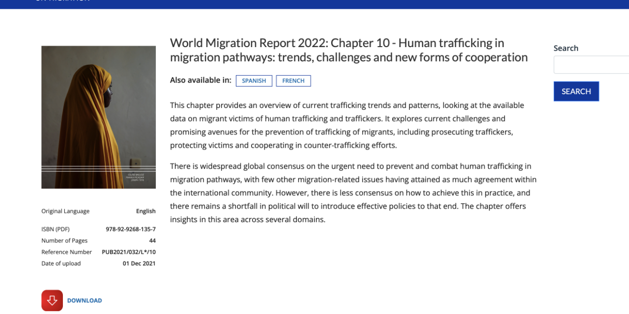 World Migration Report 2022: Chapter 10 — Human trafficking in migration pathways: trends, challenges and new forms of cooperation