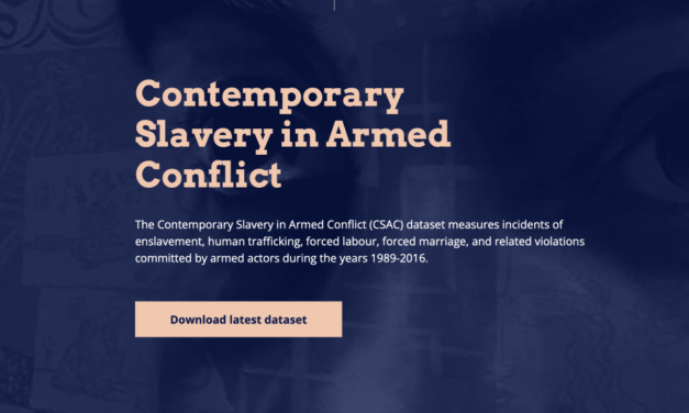 The Contemporary Slavery in Armed Conflict (CSAC) dataset measures incidents of enslavement, human trafficking, forced labour, forced marriage, and related violations committed by armed actors during the years 1989–2016