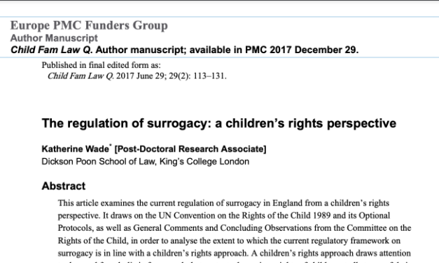 Dickson Poon School of Law, King’s College London — The regulation of surrogacy: a children’s rights perspective